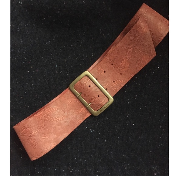 Miss Sixty Wide Red Engraved Floral Leather Belt - Picture 2 of 6